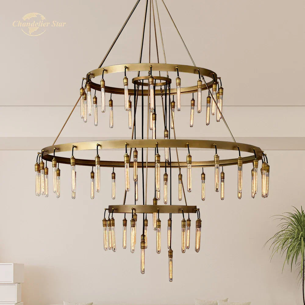 DecorBites™ Axis Black Brass LED Round Chandelier for Living & Dining Room