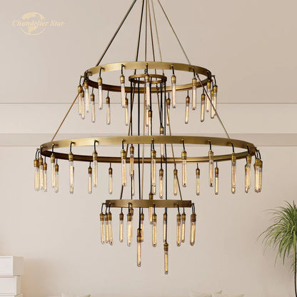 DecorBites™ Axis Black Brass LED Round Chandelier for Living & Dining Room