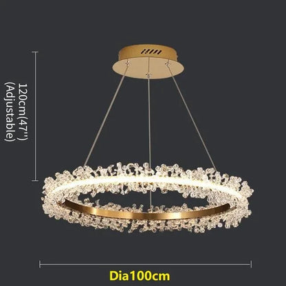DecorBites™ Crystal Gold Ring LED Chandelier for Home Decoration Luxurious Living Room Dining Bedroom