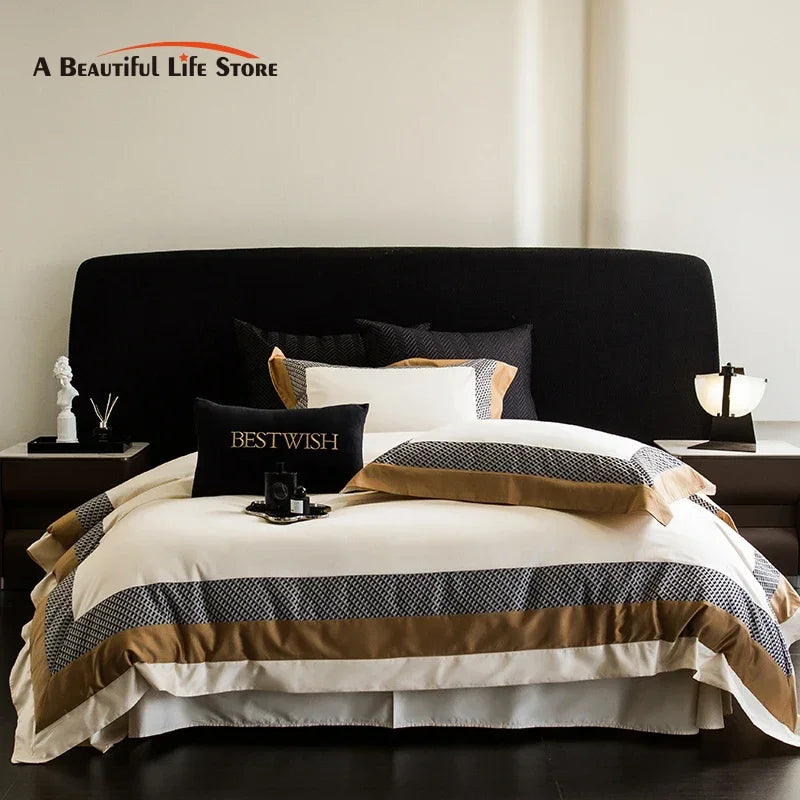 ™ Luxe Egyptian Cotton Bedding Set - Full Queen King Duvet Cover Flat Sheet Pillowcases