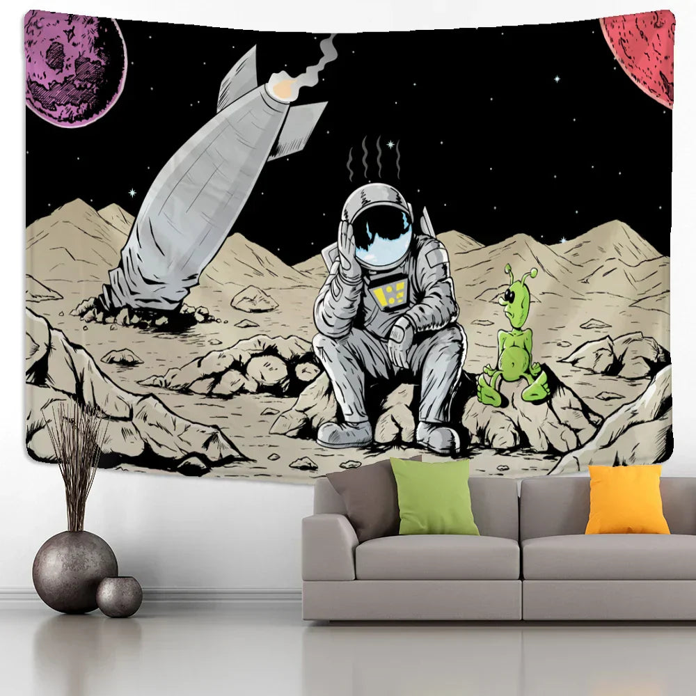 DecorBites™ Astronaut Alien Tapestry Wall Hanging Kawaii Universe Mystic Home Decor