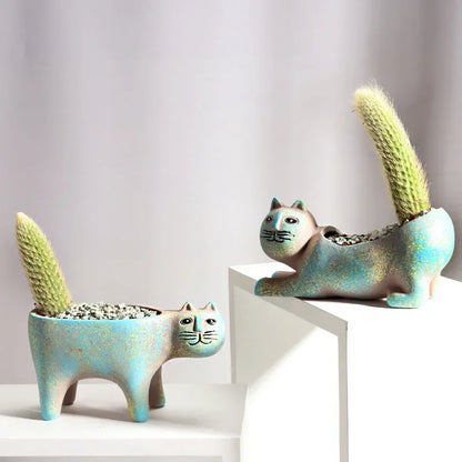 DecorBites™ Cat Succulent Plant Pot - Cute Cartoon Animal Design for Home Decor
