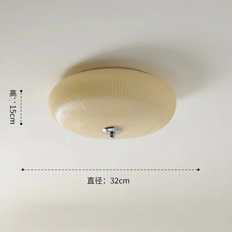DecorBites™ Cream Glass Round Ceiling Lights | Modern LED Indoor Lighting | Bedroom Study Balcony Lighting