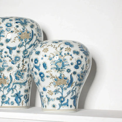 DecorBites™ Blue and White Porcelain Ceramic Vase Chinese Retro Style Home Decoration Flowerpot