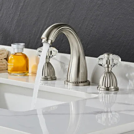 DecorBites™ Antique Bronze 3 Hole Widespread Basin Faucet, Hot/Cold Mixer Tap