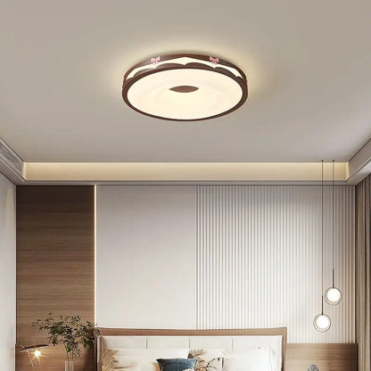 DecorBites™ Cream Wind Walnut Round Master Bedroom Lamp Warm Retro Hanging Ball Ceiling