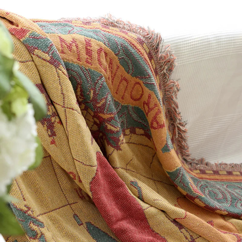 DecorBites™ Bohemian Cotton Plaid Sofa Blanket - Anti-Slip Knitted Decorative Home Cover