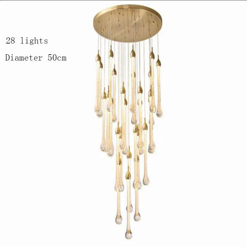 DecorBites™ 3W Round Stairs LED Chandelier: K9 Crystal, Metal Fixture, DIY Lamp for Villa