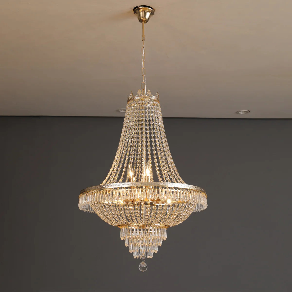 DecorBites™ Crystal Chandelier: Elegant LED Pendant for Luxury Living Spaces