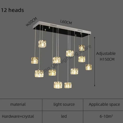 DecorBites™ Crystal Chandelier Pendant Light for Modern Indoor Dining and Kitchen Lighting