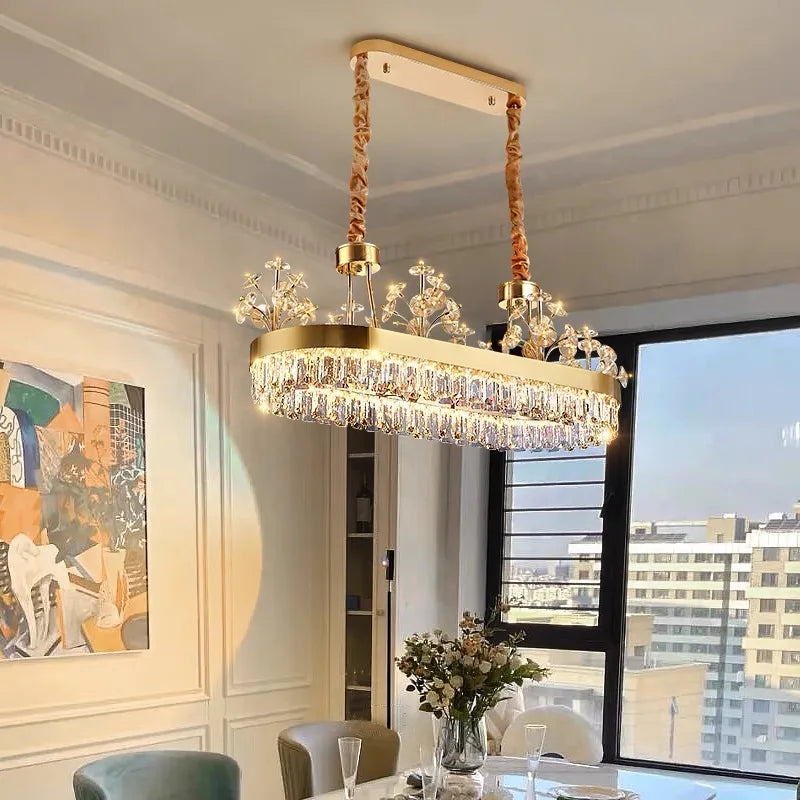 ™ Luxe Crystal Ceiling Chandelier - Elegant Home Decor Hanging Light for Living Room