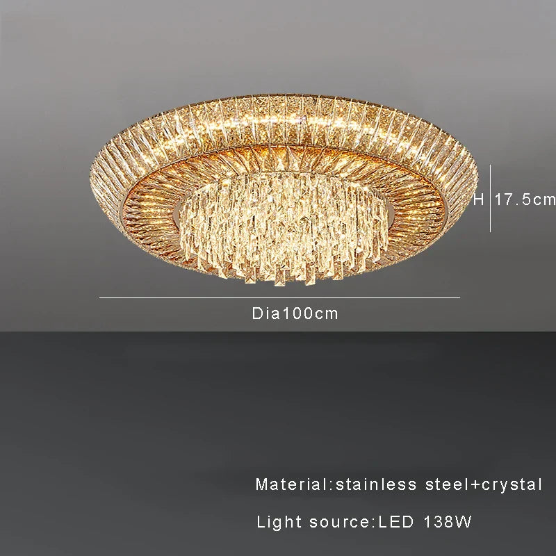 DecorBites™ Amber Crystal Ceiling Chandelier: Luxe LED Home Decor Light Fixture