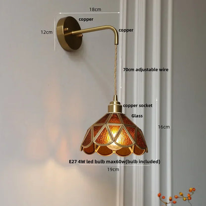 DecorBites™ Amber Glass LED Wall Light Modern Nordic Bedroom Reading Lamp