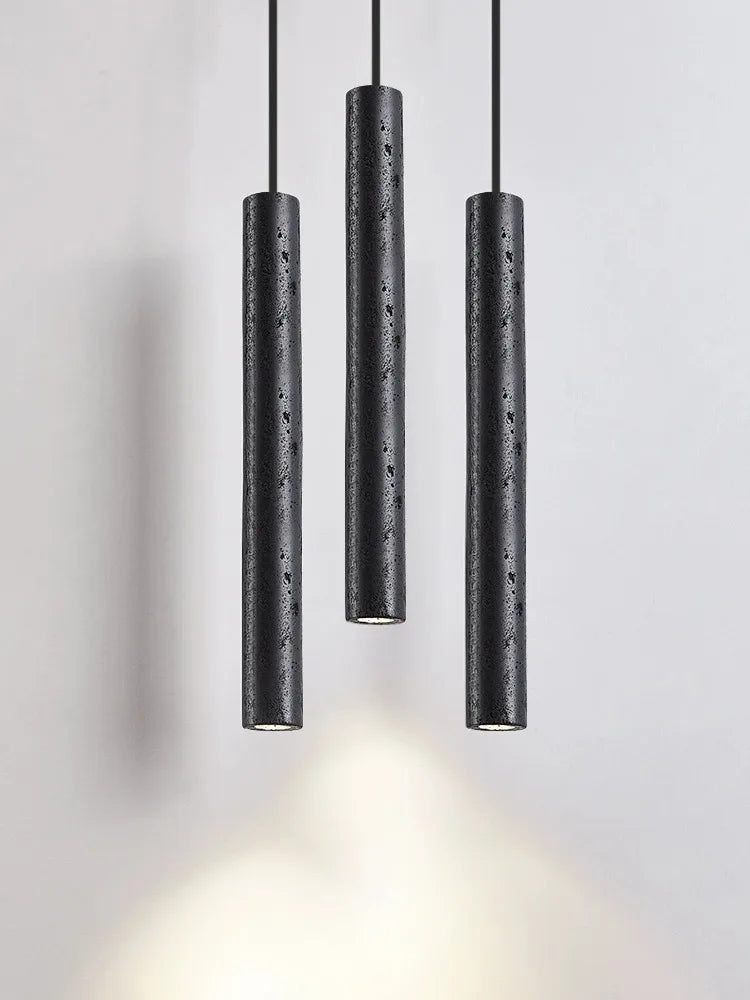 DecorBites™ Black Stone Tube LED Chandelier for Bedroom Lighting