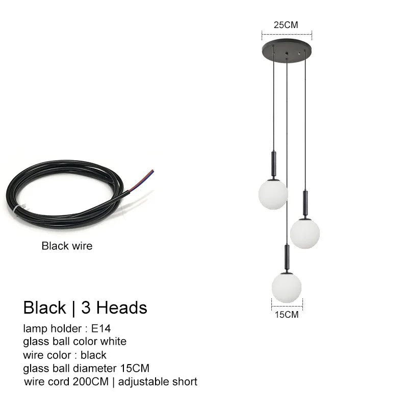 DecorBites™ LED Glass Ball Chandelier for Home Dining Hotel Decor