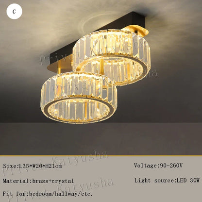 ™ Gold Crystal Copper Ceiling Lamps LED Modern Home Room Decor Lighting