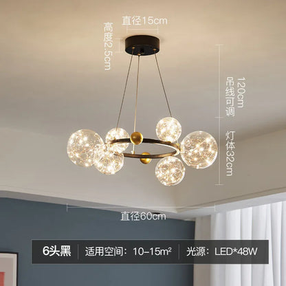 DecorBites™ Glass Ball LED Ceiling Chandelier for Home Dining Living Bedroom