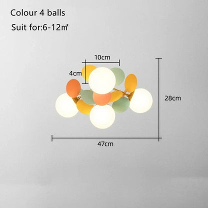 DecorBites™ Kids' Room Glass Ball Chandelier, Modern LED Ceiling Light Fixture