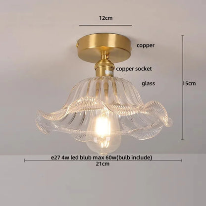 DecorBites™ Clear Glass LED Ceiling Light Fixture Modern Nordic Copper Knob Switch Lamp