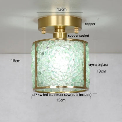 DecorBites™ Copper Canopy LED Ceiling Light Glass Crystal Nordic Modern Decor for Home