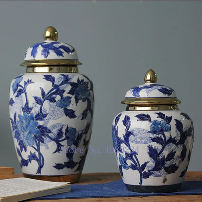DecorBites™ Chinese Retro Storage Tank Vase with Cover for Modern Home Decoration