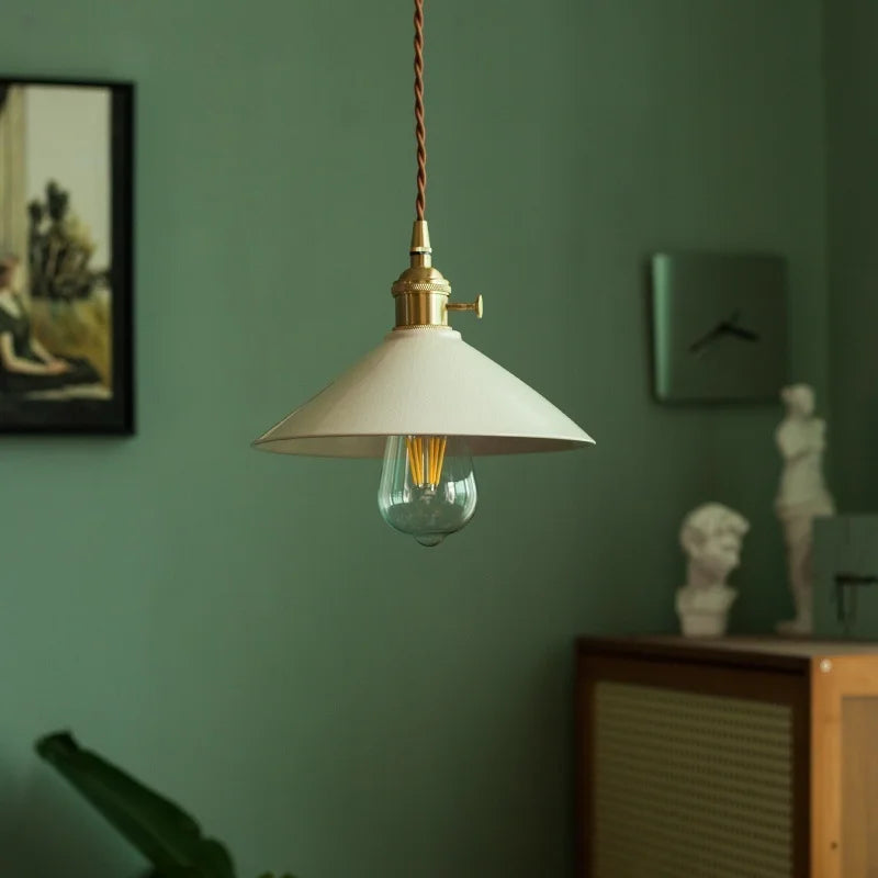 DecorBites™ Beige Ceramic LED Pendant Lamp for Home and Commercial Spaces