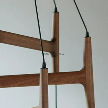 DecorBites™ ASTRA Wood Pendant Light Multi Head LED Chandelier Interior Decor Lamp