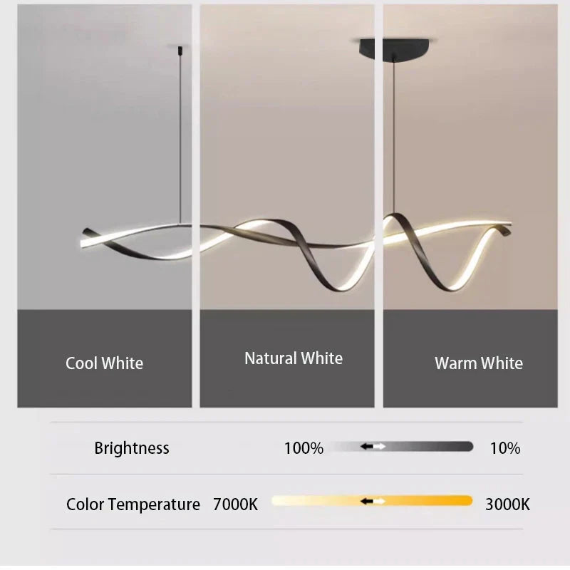 DecorBites™ Black Modern LED Chandelier Dining Room Kitchen Island Bar Ceiling Fixture