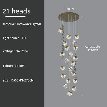 DecorBites™ Crystal Modern Chandelier for Living Room Luxury Loft LED Lighting Staircase Chandelier