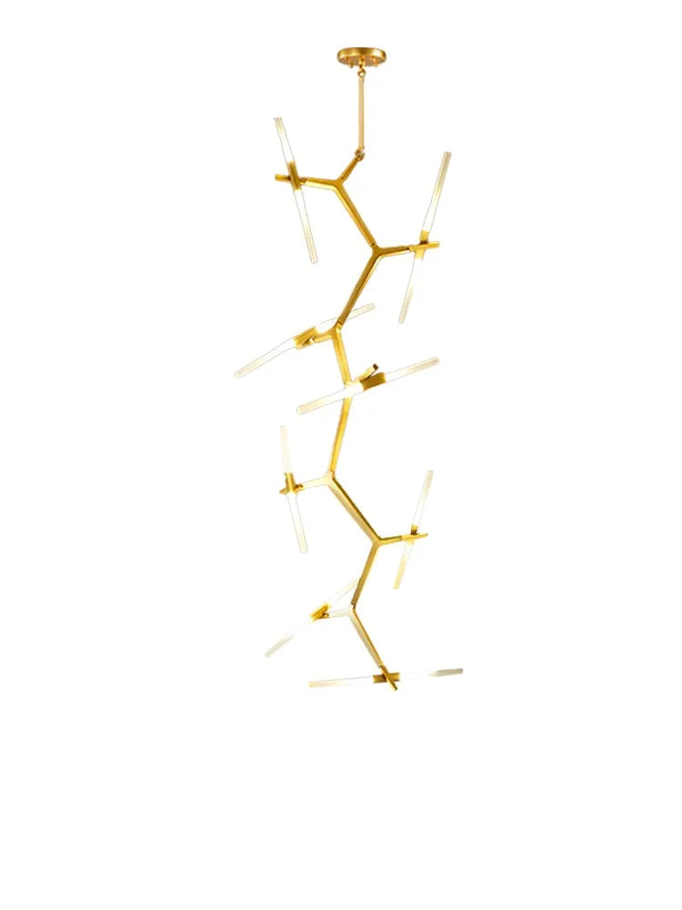 ™ Gold Branch LED Chandelier for Duplex Villa Staircase - Modern Indoor Lighting