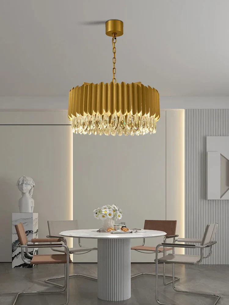™ Gold Crystal Water Droplet Pendant Light - Black Suspension Lamp