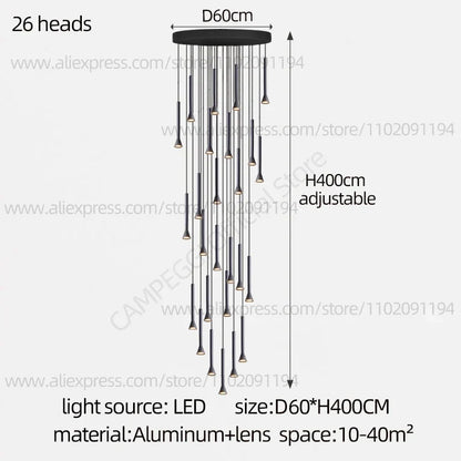 DecorBites™ Horn-Shaped Nordic Pendant Lamp for Modern Living Room and Staircase