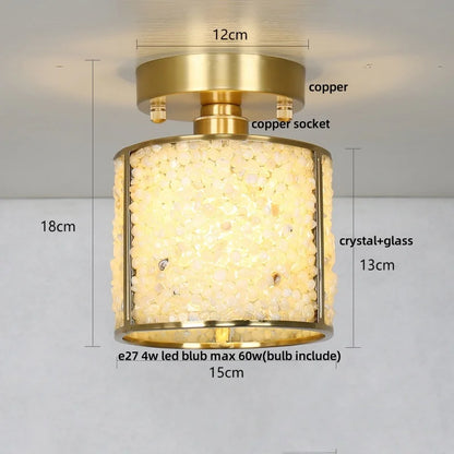 DecorBites™ Copper Canopy LED Ceiling Light Glass Crystal Nordic Modern Decor for Home
