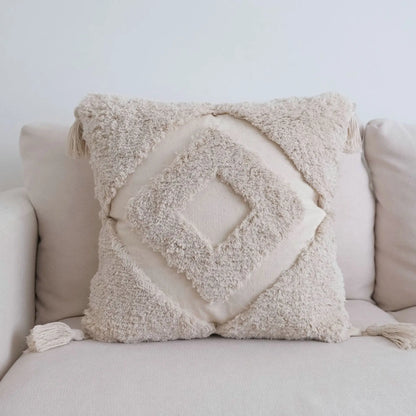 DecorBites™ Boho Beige White Embroidered Pillow Cases Set