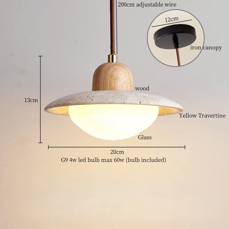 DecorBites™ LED Hanging Lamps Yellow Travertine Pendant Lighting for Bedroom Living Dining Room