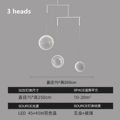 DecorBites™ LED Glass Pendant Light: Stylish Round Fixture for Hall, Living Room, Restaurant