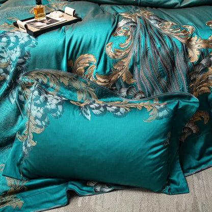 DecorBites™ 1200TC Jacquard Bedding Set: Queen King Size Linens, Comforter Cover, Sheet, Pillowcase