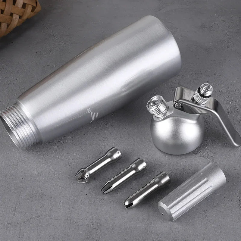DecorBites™ Aluminum Cream Gun Chantilly Siphon Dispenser Foaming Kitchen Tools +Nozzle