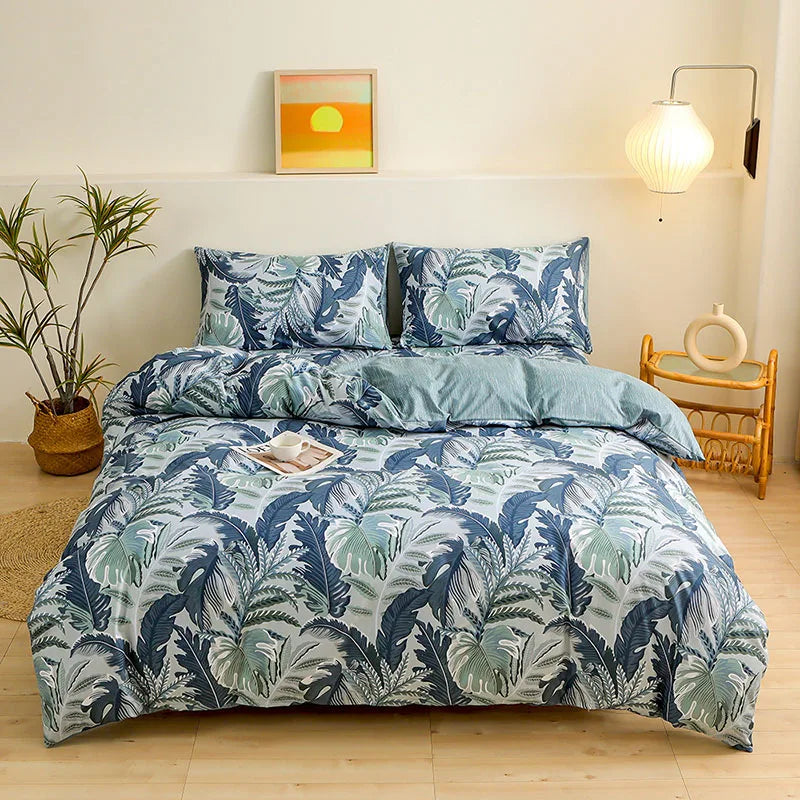 DecorBites™ Brushed Printed Duvet Cover Set with 2 Pillowcases, Queen/Single Size