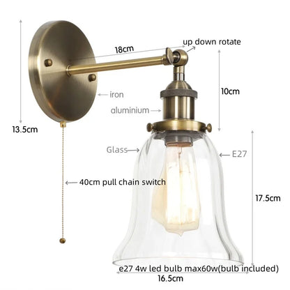 DecorBites™ Industrial Clear Glass Wall Sconce Light for Stair, Foyer, Bedroom.
