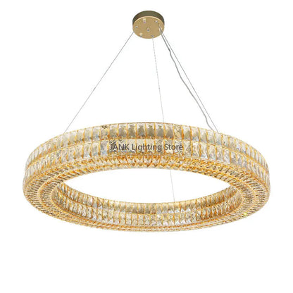 DecorBites™ K9 Crystal Ring Pendant Light: Deluxe LED Interior Decoration for Living Room, Bedroom & Restaurant