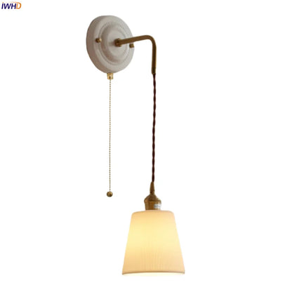 DecorBites™ Adjustable LED Wall Sconce Lamp Stripe Ceramic Copper Mirror Bedside