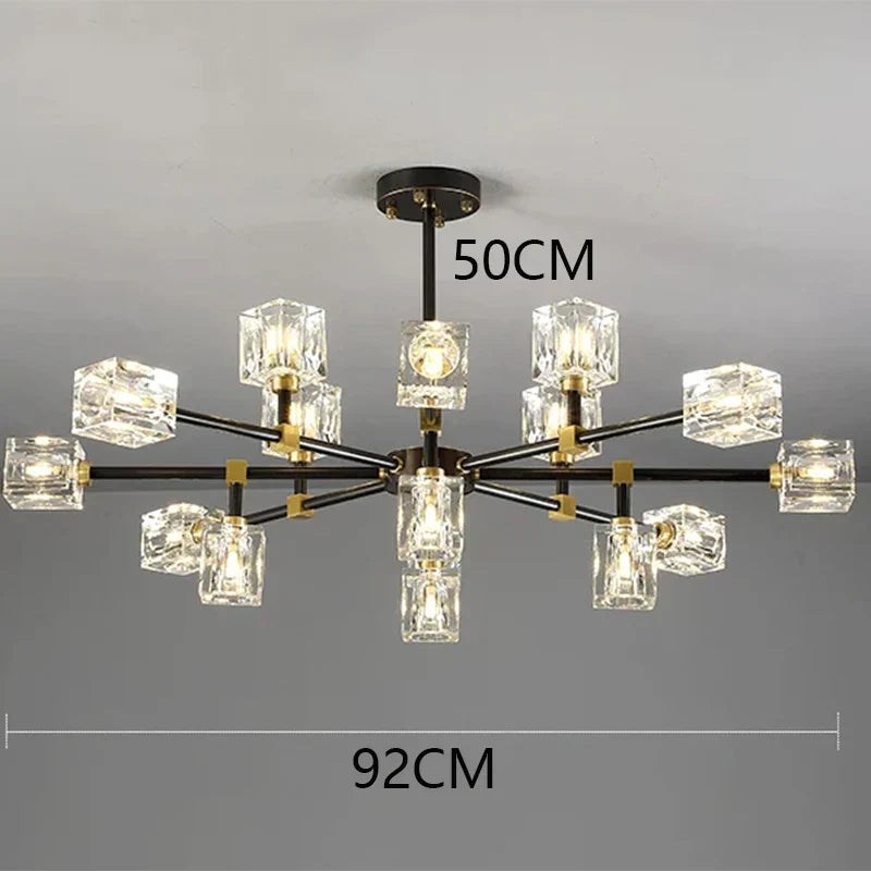 DecorBites™ Crystal Chandelier: Luxury Living Room & Bedroom Pendant Light