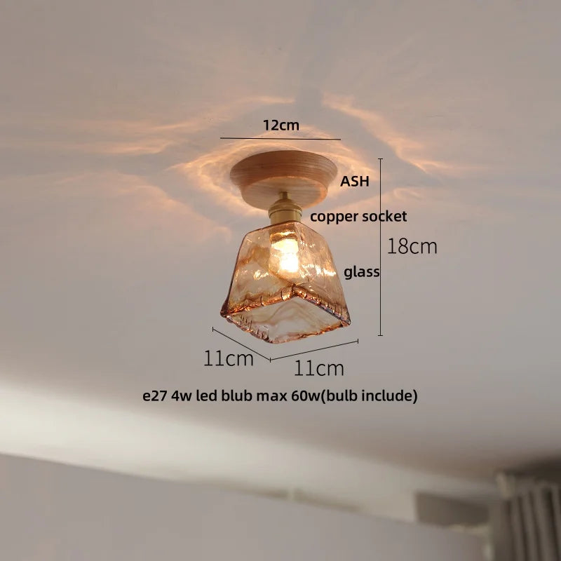 DecorBites™ Lotus Glass LED Ceiling Light with Copper Base - Modern Nordic Design