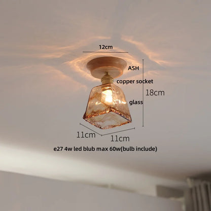 DecorBites™ Lotus Glass LED Ceiling Light with Copper Base - Modern Nordic Design