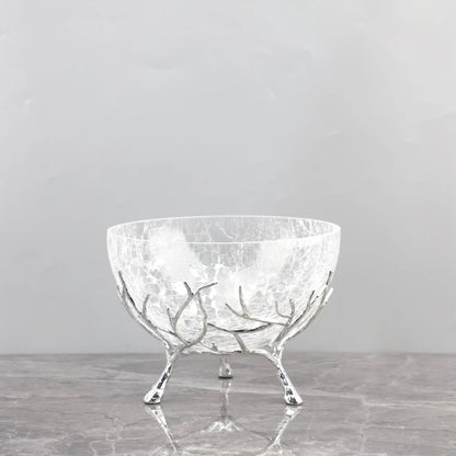 DecorBites™ Golden Branch Glass Fruit Plate: Stylish Home Storage Container & Decor Accessory