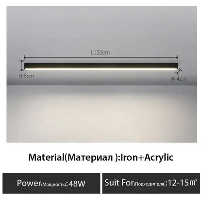 DecorBites™ Black Linear LED Ceiling Lamp for Living Room, Aisle, Dining Room