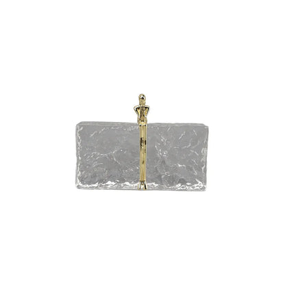 DecorBites™ Golden Thinker Ice Crystal Sculpture: Abstract Figure on Crystal Base