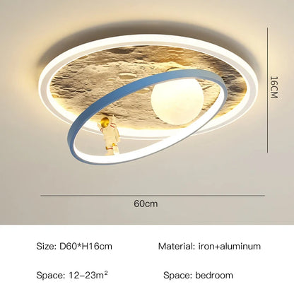 DecorBites™ Kids Moon Astronaut LED Ceiling Light for Eye Care in Blue Pink Carton Theme