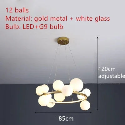 DecorBites™ Clear Glass LED Chandelier: Modern Nordic Hall Parlor Lighting Fixture